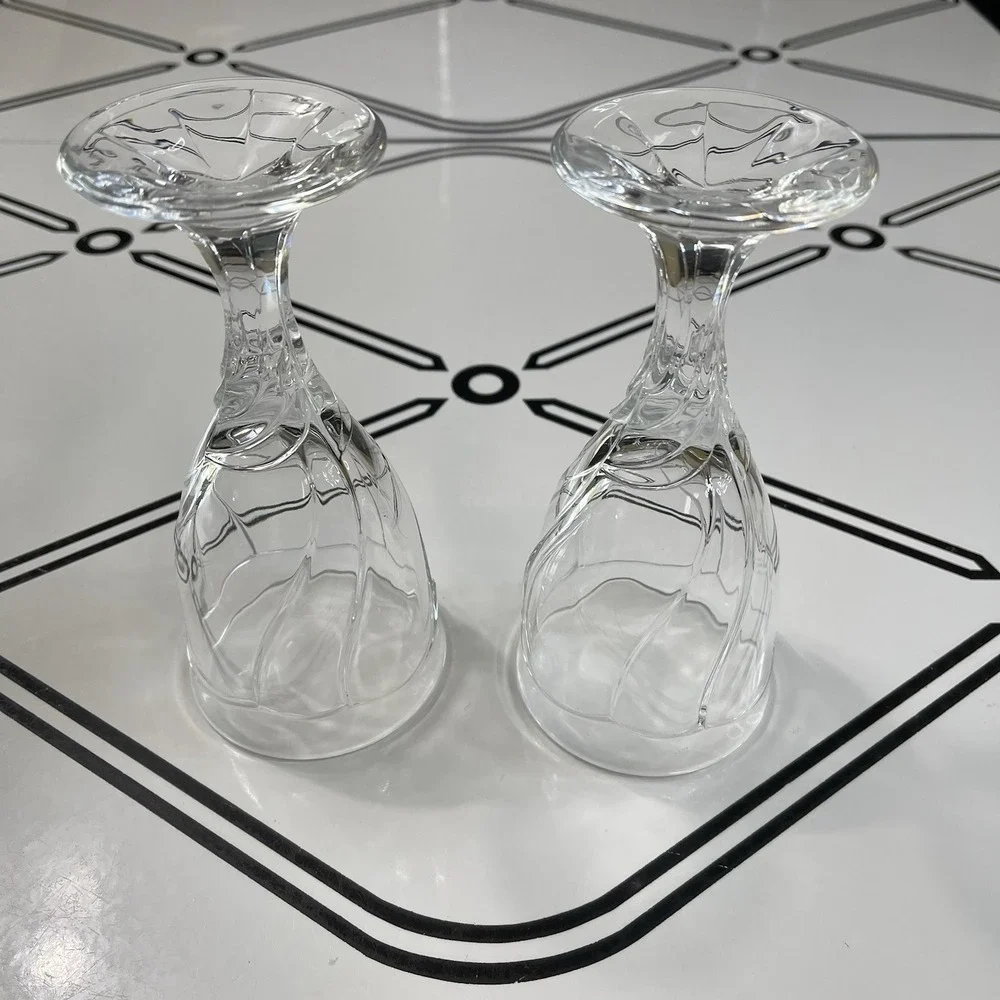 Noritake SWEET SWIRL Clear Wine Glasses / Goblets 6 3/4